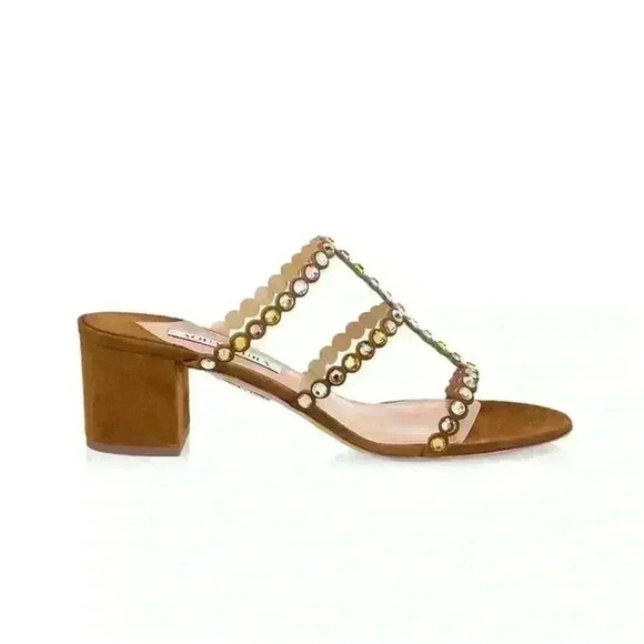 Aquazzura Shoes - NIB Aquazzura Embellished Tequila 50 Sandal in Cognac 35.5